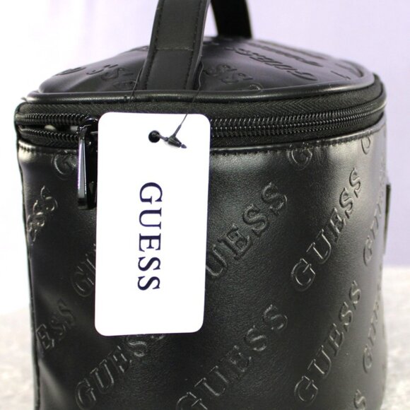 GUESS Black Embossed Faux Leather Vanity Case / Cosmetic Bag - Picture 3 of 5